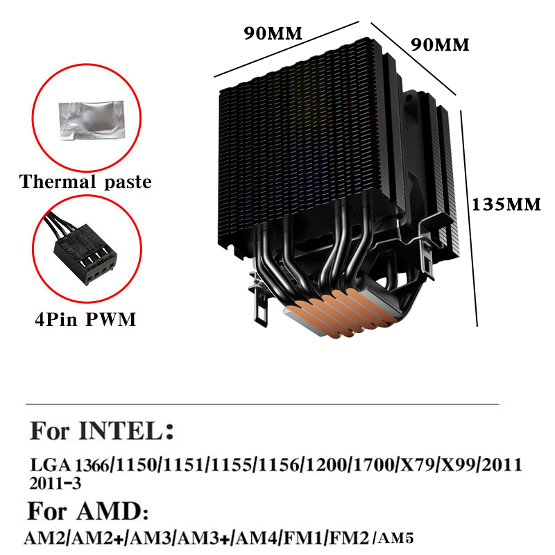 6 tubi di calore CPU dispositi - Esports Gaming Fan recensione e prezzo